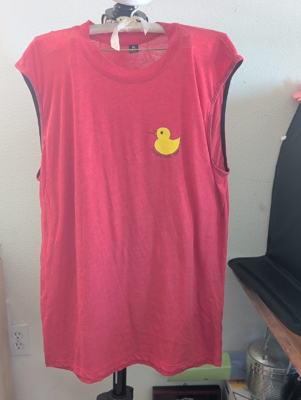 Sandra Hobby Farm Muscle Red Tee with Yellow Duck